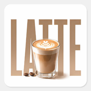Sticker Carré Graphisme éditorial de café Latte Luxe