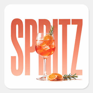 Sticker Carré Graphisme éditorial de cocktail de luxe Spritz