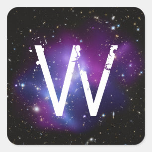 Sticker Carré Grappe de galaxie violette monogramme