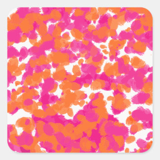 Sticker Carré Gras Fille Rose Chaud Fuchsia Orange Peinture Spla