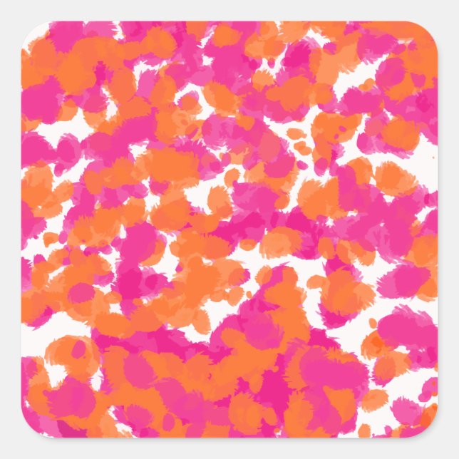 Sticker Carré Gras Fille Rose Chaud Fuchsia Orange Peinture Spla (Devant)