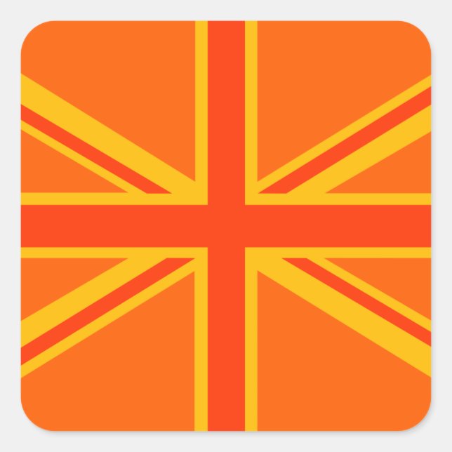 Sticker Carré Gras orange Union Jack Britanniques Drapeau Swag (Devant)