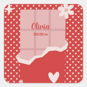 Sticker Carré Gras Red Heart Love Design - Parfait pour Gi perso