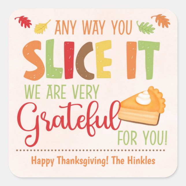 Sticker Carré Grateful for You Thanksgiving Favoriser les Étique (Devant)
