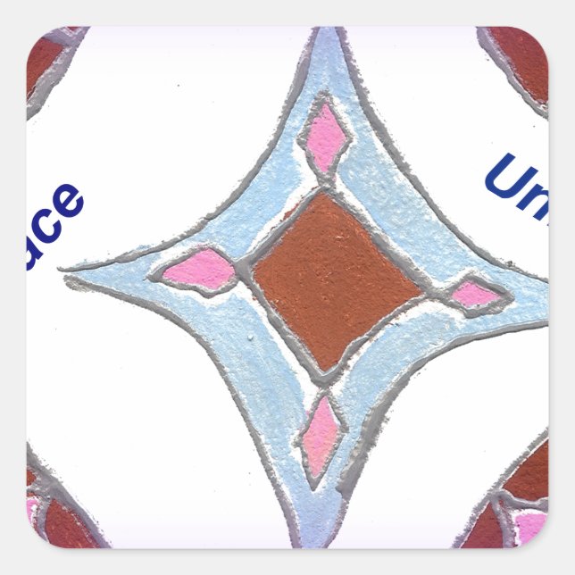 Sticker Carré "Gratitude Peace Love Unite" Mandala Art Imprimer (Devant)