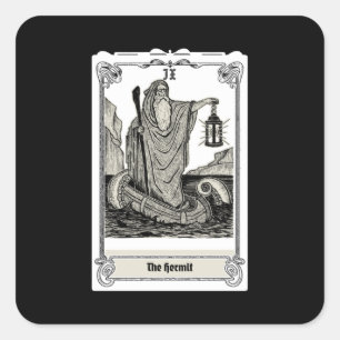 Sticker Carré gravure tarot The Hermit IX