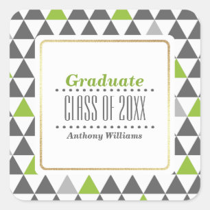 Sticker Carré Gray   Motif géométrique vert graduation personnal