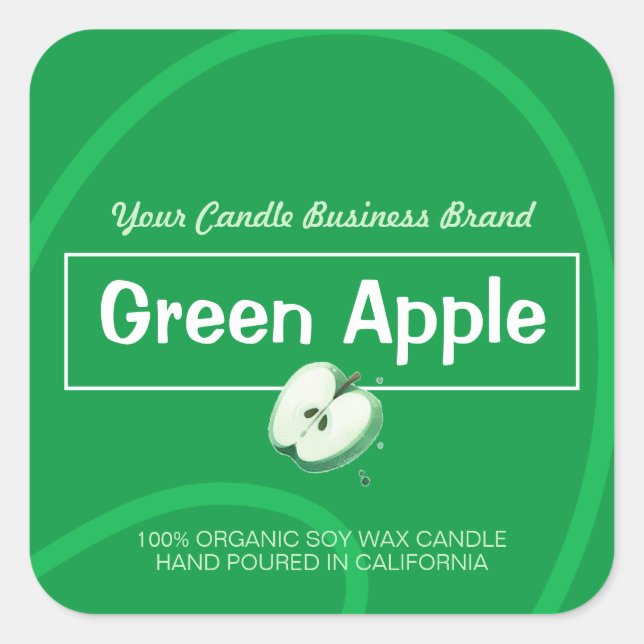 Sticker Carré Green Apple Cute Style Moderne Chandelles de soja  (Devant)