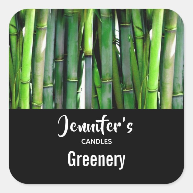 Sticker Carré Green Bamboo Stalks Nature Photo - Bougie Business (Devant)