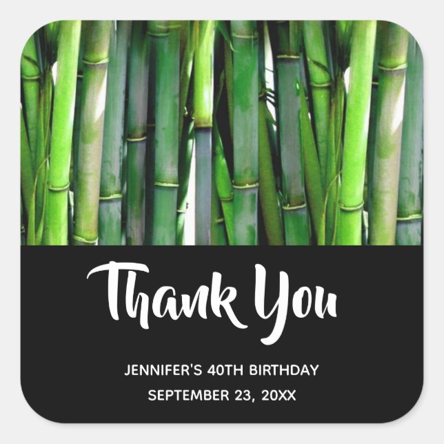 Sticker Carré Green Bamboo Stalks Nature Photographie Anniversai (Devant)