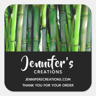 Sticker Carré Green Bamboo Stalks Nature Photography Business