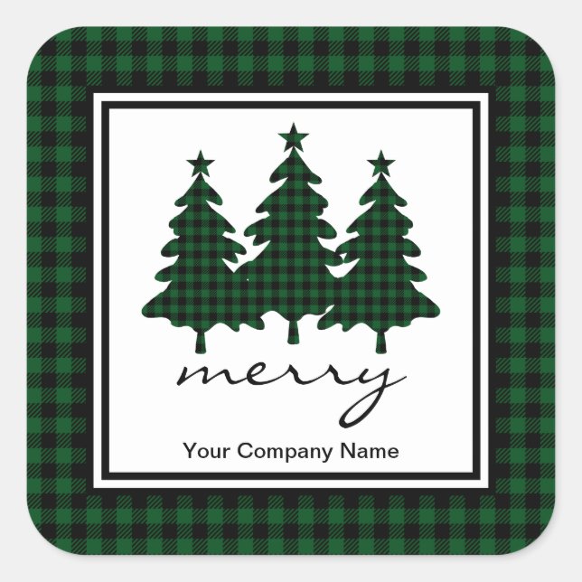 Sticker Carré Green Buffalo Check Pine Trees Company (Devant)