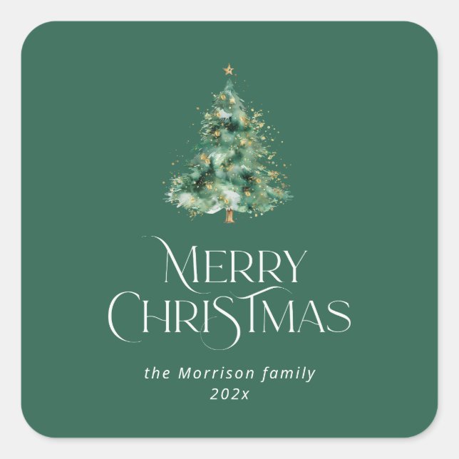 Sticker Carré Green Christmas tree (Devant)