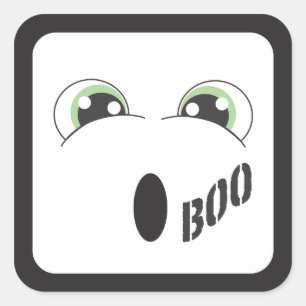 Sticker Carré Green Eyed Ghost Happy Halloween
