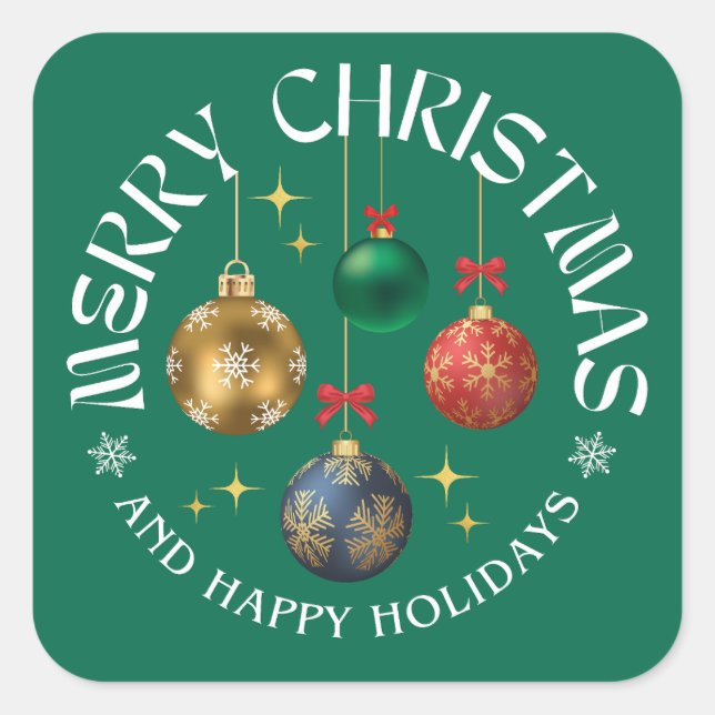 Sticker Carré Green Festive Merry Christmas Holiday  (Devant)