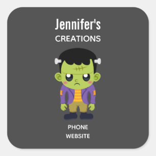 Sticker Carré Green Frankenstein Monster Halloween