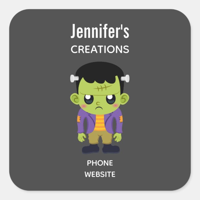 Sticker Carré Green Frankenstein Monster Halloween (Devant)