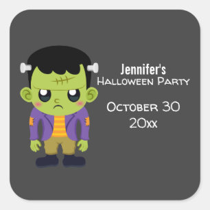Sticker Carré Green Frankenstein Monster Halloween