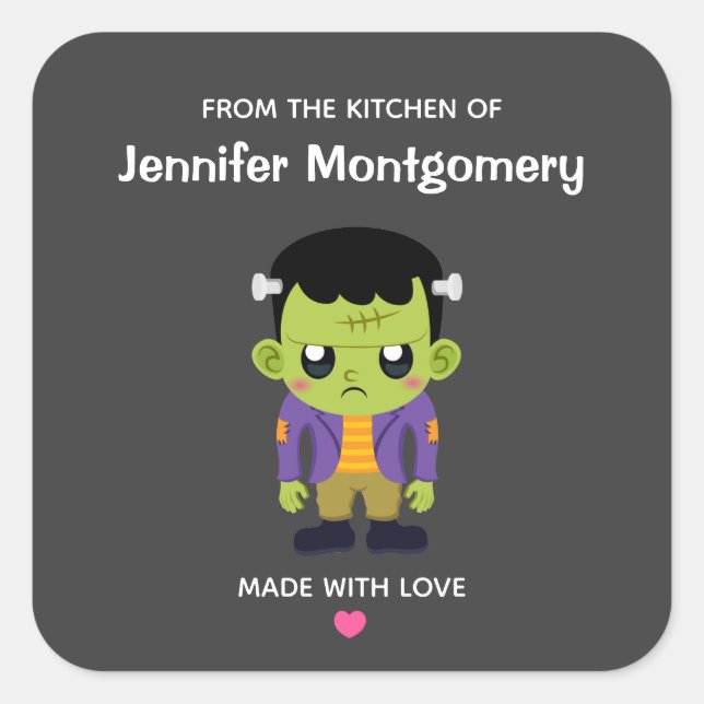 Sticker Carré Green Frankenstein Monster Halloween Kitchen (Devant)