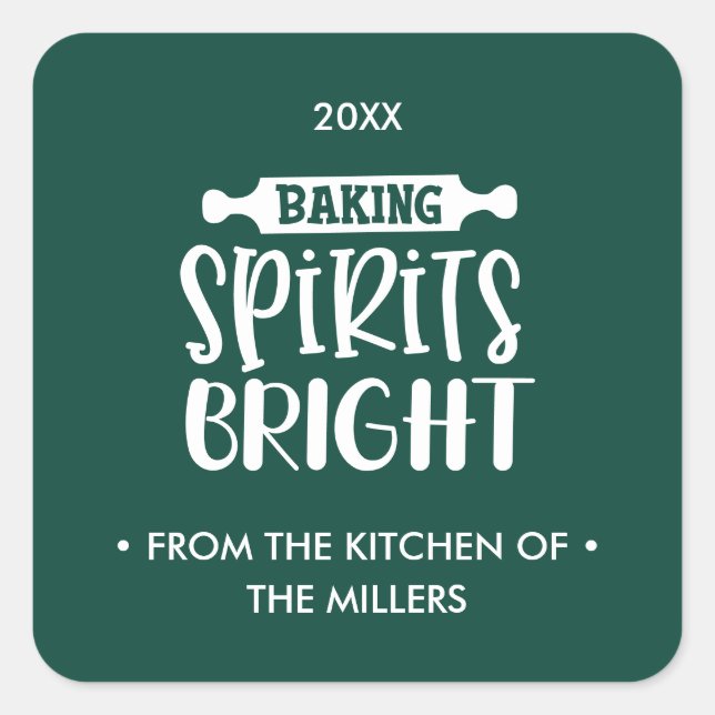 Sticker Carré Green | Les spiritueux de Noël brillants (Devant)