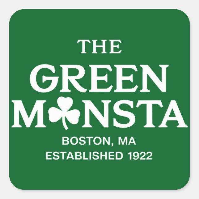 Sticker Carré Green Monsta Boston Green Monstah cadeau de baseba (Devant)