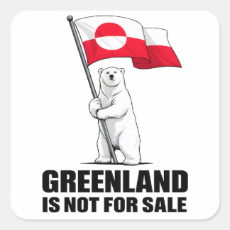Sticker Carré Greenland Is Not for Sale Polar Bear With Flag