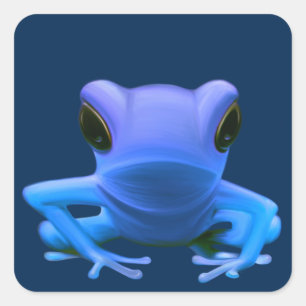 Sticker Carré Grenouille à arbre bleu