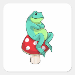 Sticker Carré Grenouille au champignon