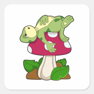 Sticker Carré Grenouille au coucher du champignon