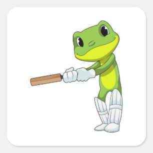 Sticker Carré Grenouille au cricket avec chauve-souris de cricke