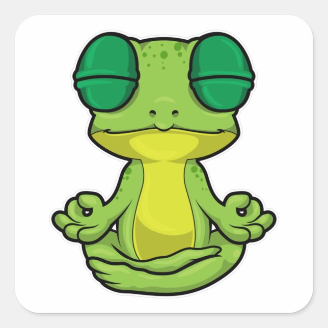 Sticker Carré Grenouille au yoga en jambe croisée (Devant)