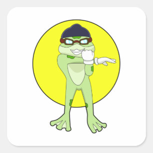 Sticker Carré Grenouille avec lunettes de natation