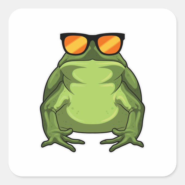 Sticker Carré Grenouille avec lunettes de soleil (Devant)