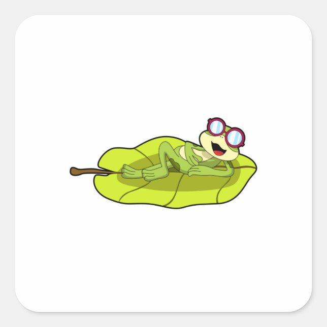Sticker Carré Grenouille avec lunettes de soleil (Devant)