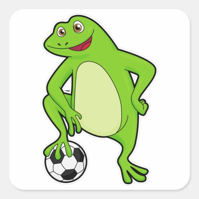 Sticker Carré Grenouille comme joueur de football avec balle de  (Devant)