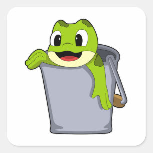 Sticker Carré Grenouille dans le seau