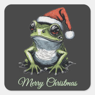 Sticker Carré Grenouille de Noël Cottagecore Vintage victorien
