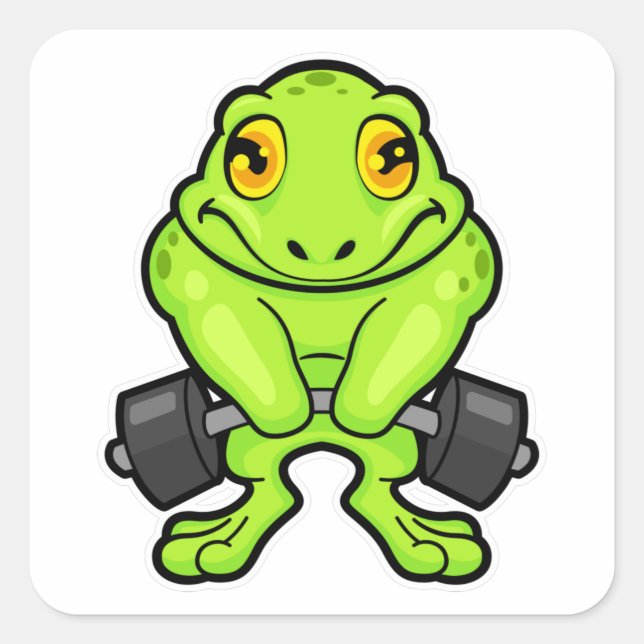 Sticker Carré Grenouille en forme avec Barbell (Devant)