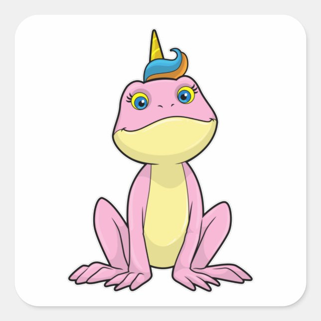 Sticker Carré Grenouille en licorne (Devant)