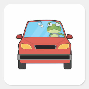 Sticker Carré Grenouille en voiture