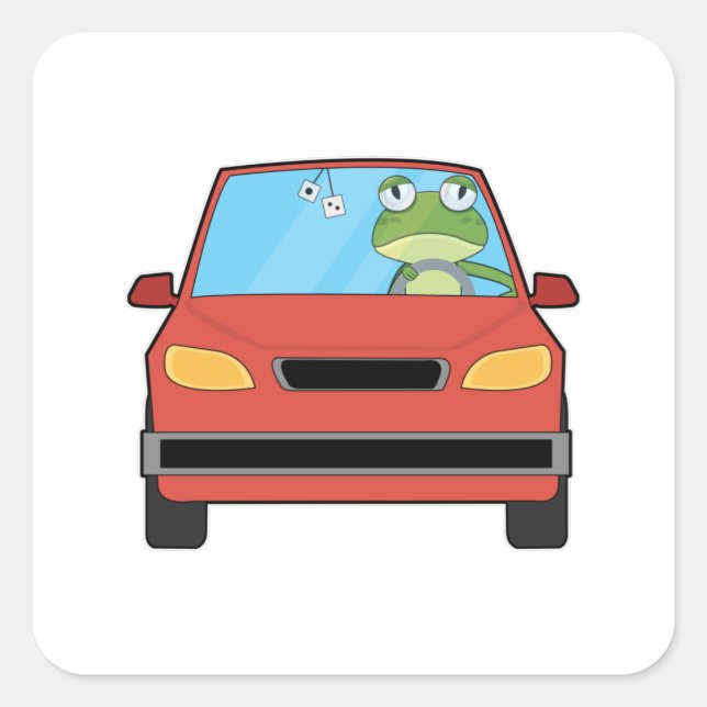 Sticker Carré Grenouille en voiture (Devant)