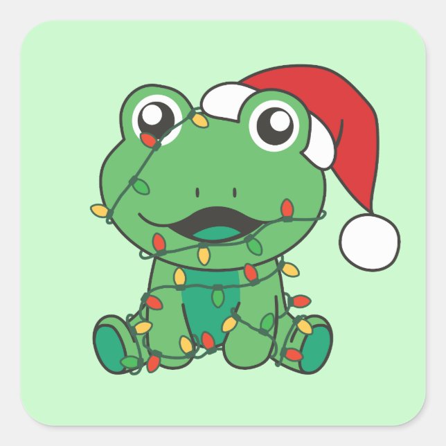 Sticker Carré Grenouille Noël Animaux d'hiver Grenouilles de Noë (Devant)