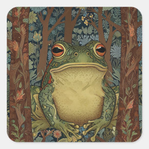 Sticker Carré grenouille vintage de la forêt de boho