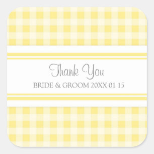 Sticker Carré Grey Lemon Gingham Merci Favor Tags