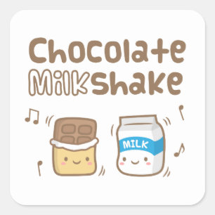 Sticker Carré Griffonnage mignon de milkshake de chocolat pour