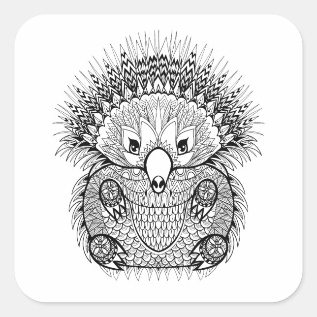 Sticker Carré Griffonnage tiré par la main d'Echidna (Devant)