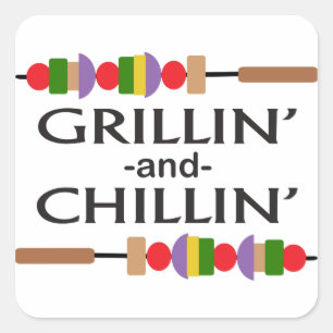 Sticker Carré Grillin et chillin