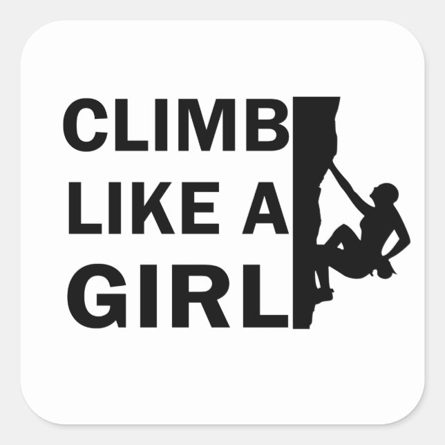 Sticker Carré Grimper comme une femme escalade rock (Devant)