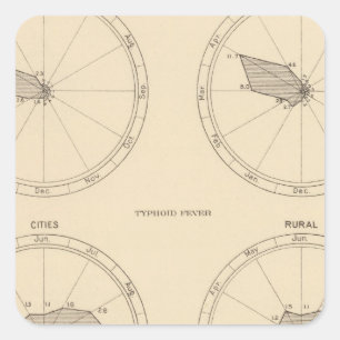 Sticker Carré Grippe des 117 décès, fièvre typhoïde 1900, 1890