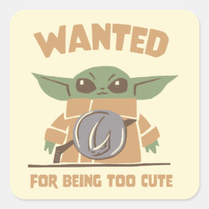 Sticker Carré Grogu - Recherché : Pour être trop mignon